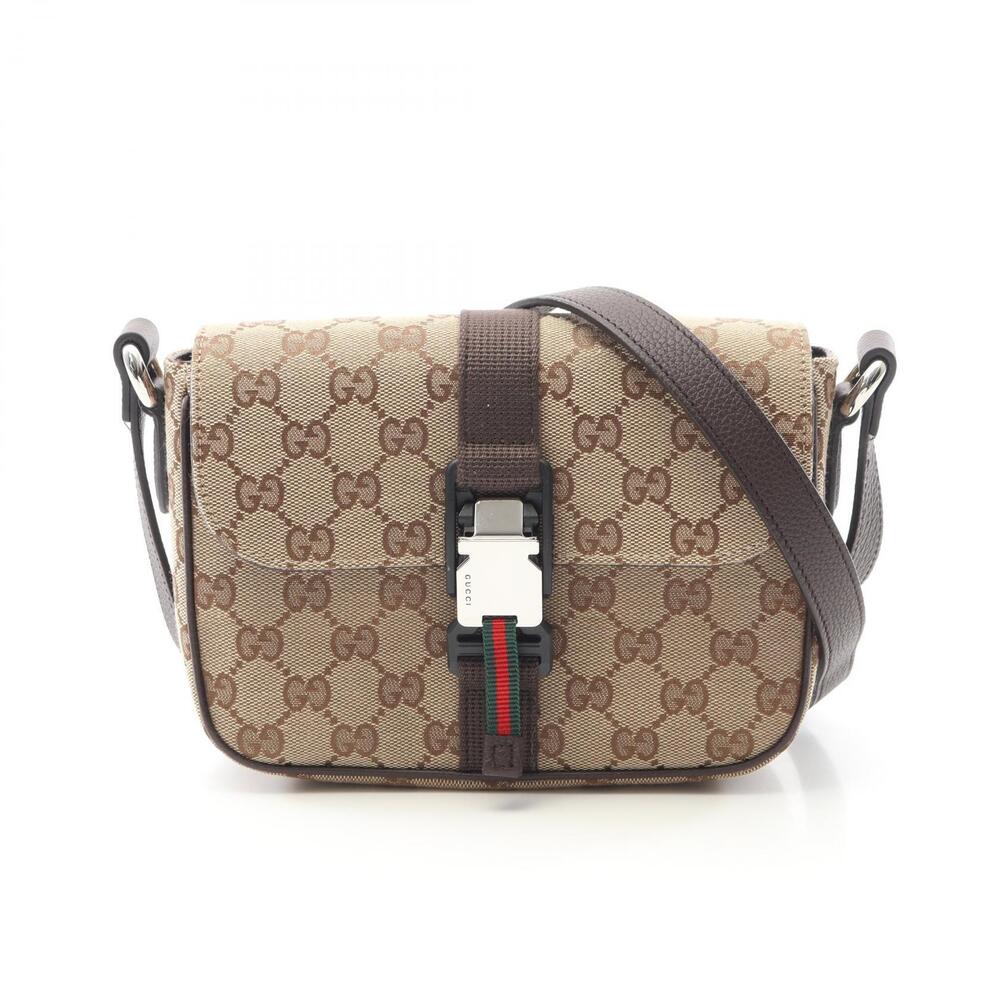 Gucci GG Crossbody Bag Shoulder Canvas Leather Beige Brown